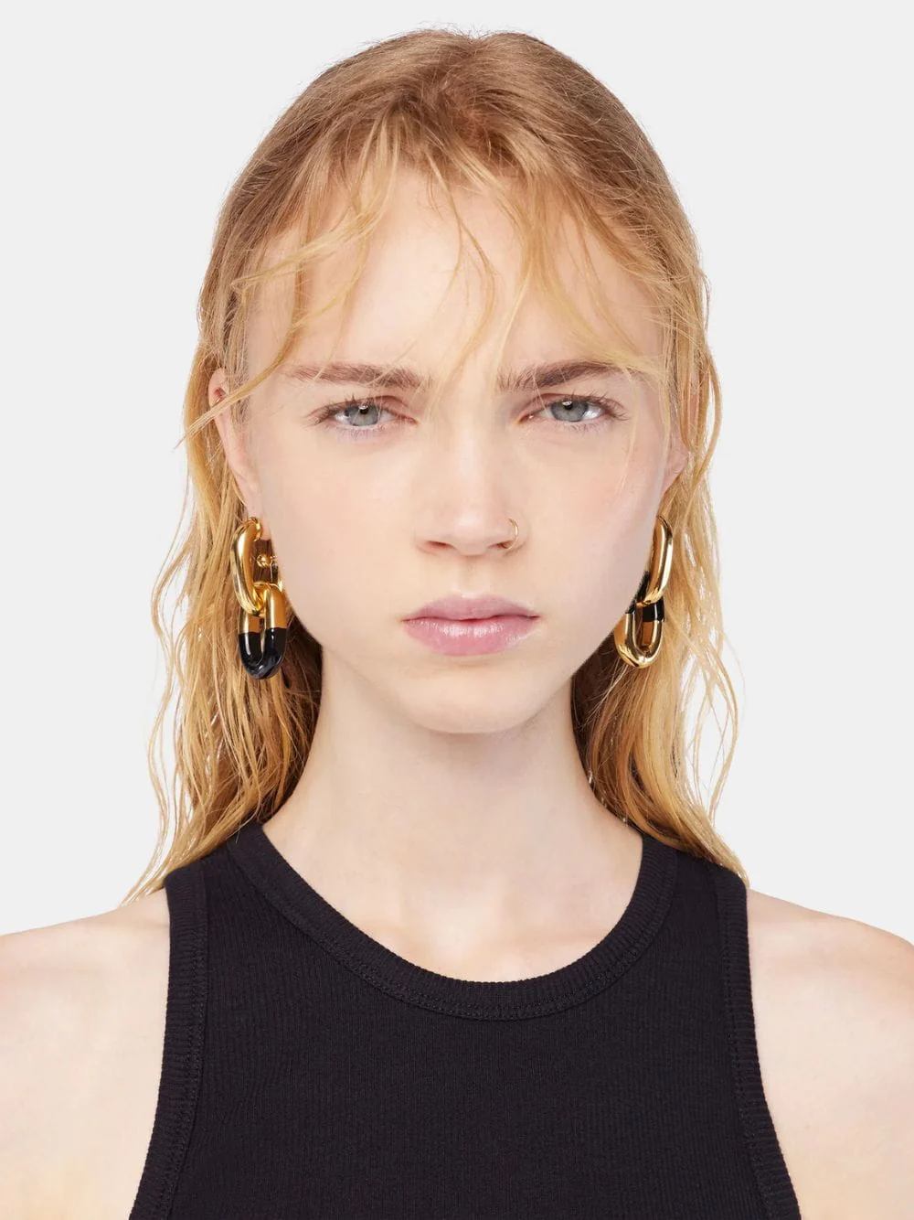 XL Link Gold and Black Earrings - Image 2