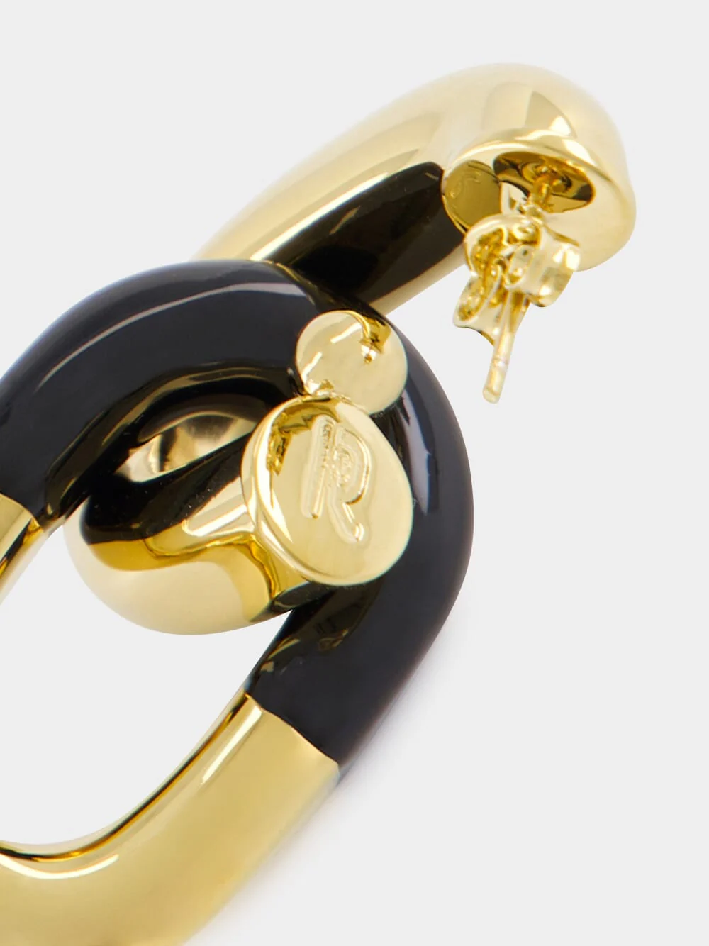 XL Link Gold and Black Earrings - Image 5
