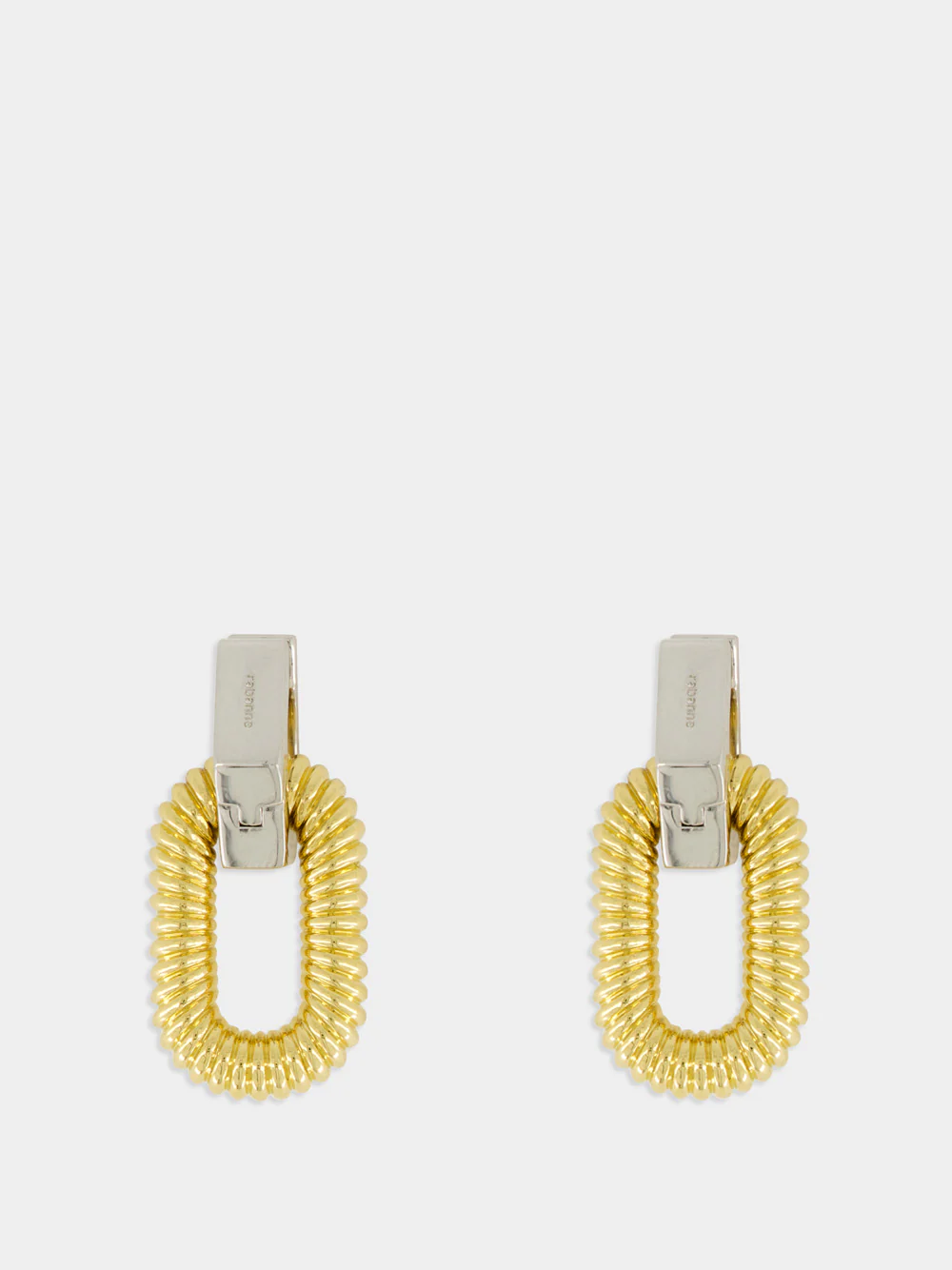 XL Oval Two-Tone Brass Earrings - Image 3