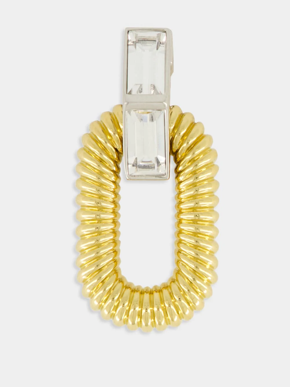 XL Oval Two-Tone Brass Earrings - Image 4