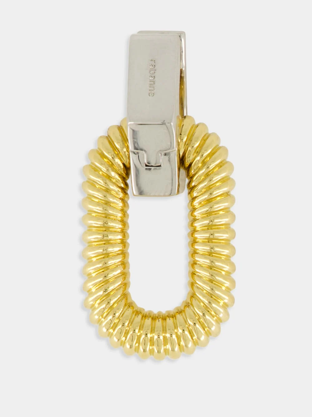 XL Oval Two-Tone Brass Earrings - Image 5