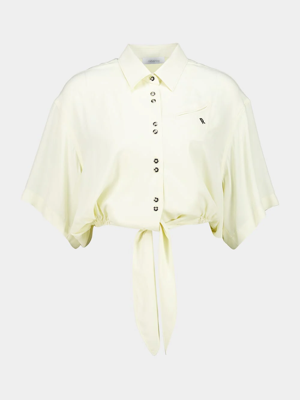 Yellow Cream Crepe de Chine Crop Shirt - Image 2