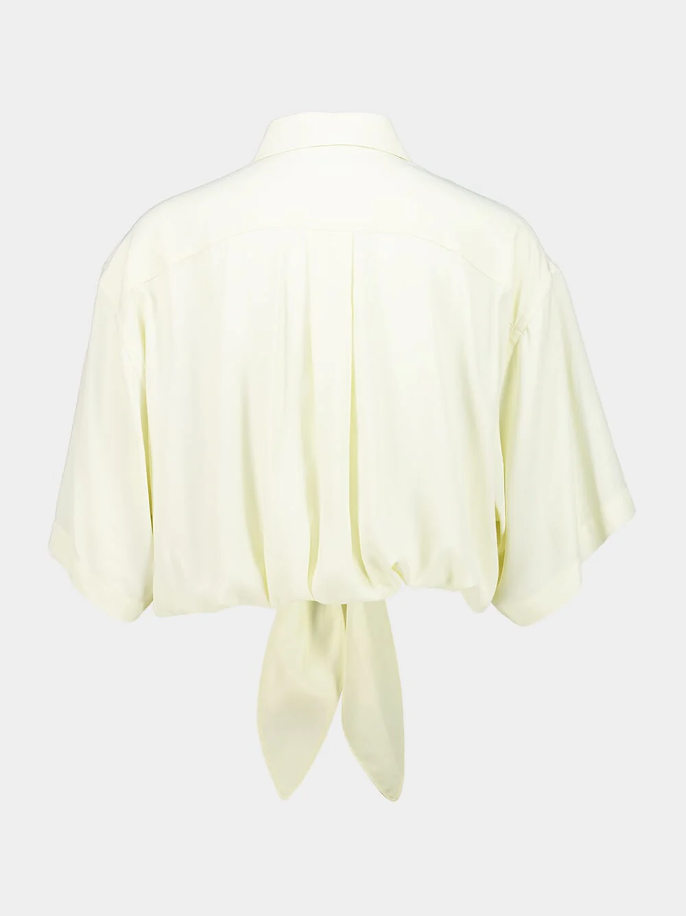 Yellow Cream Crepe de Chine Crop Shirt - Image 4