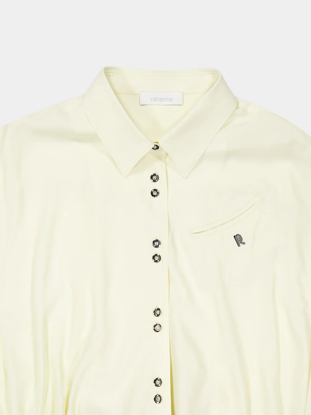 Yellow Cream Crepe de Chine Crop Shirt - Image 5
