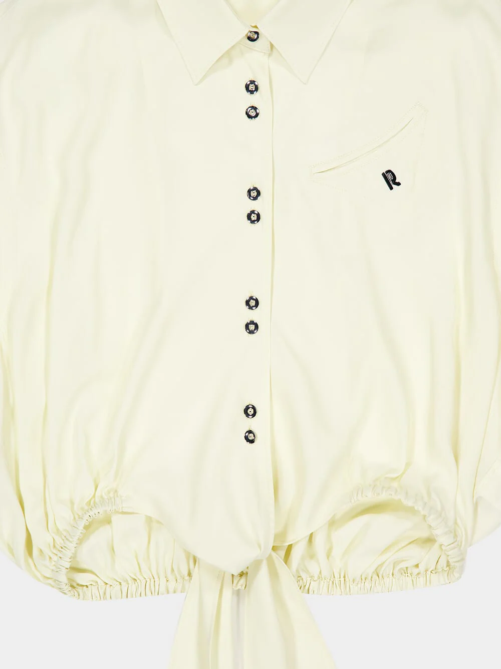 Yellow Cream Crepe de Chine Crop Shirt - Image 6