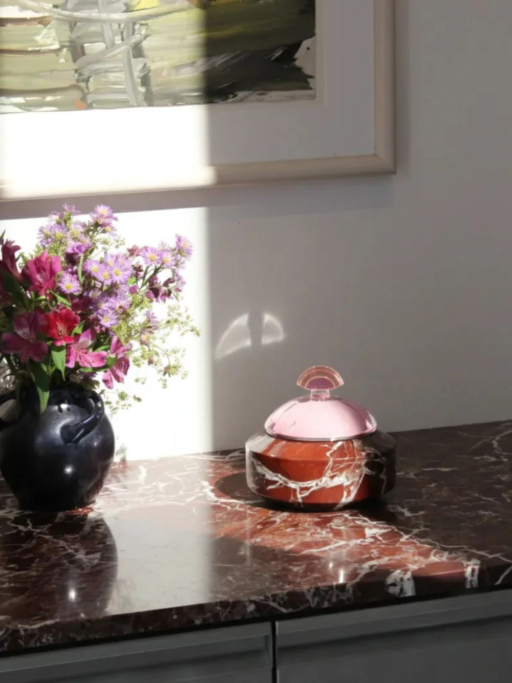 Cherry Bonbonniere in Rose Marble and Crystal - Image 2