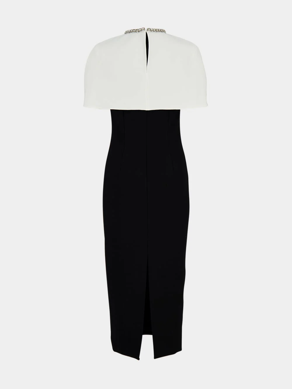 Black Midi Dress with Crystal Shawl Detail - Image 3