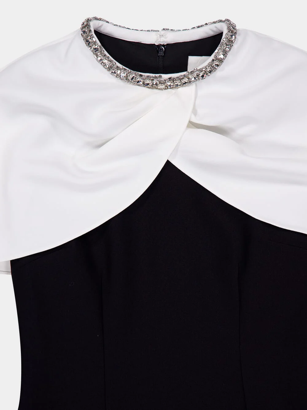 Black Midi Dress with Crystal Shawl Detail - Image 4