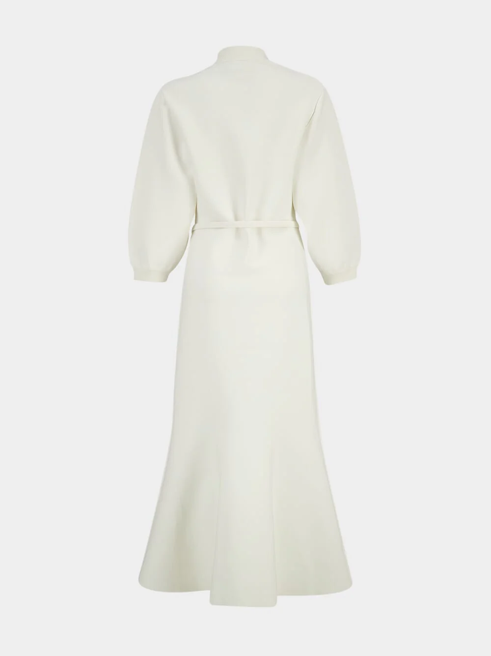 Cream Belted Blouson Knit Midi Dress - Image 4