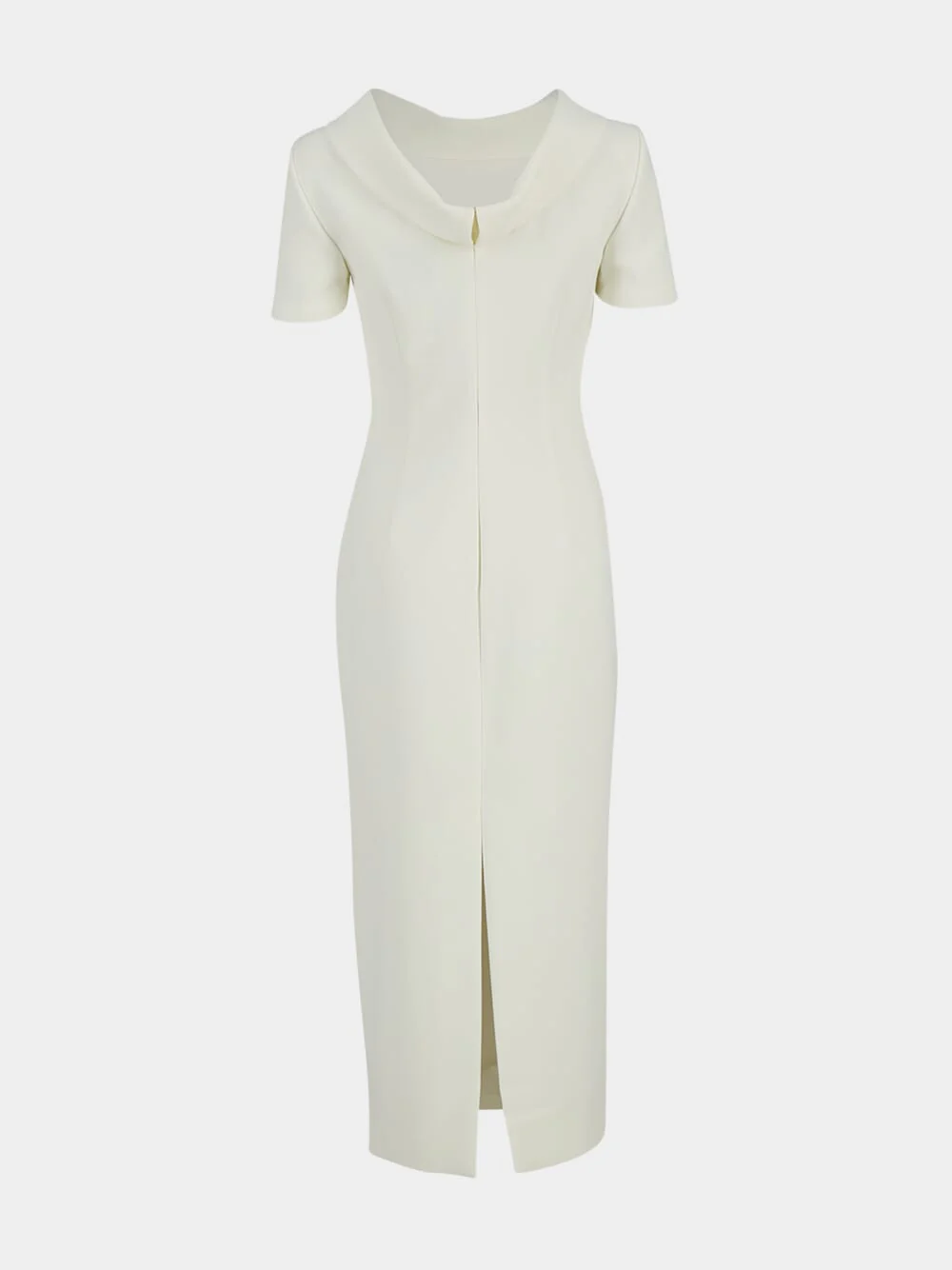 Cream Collared Crepe Column Midi Dress - Image 3