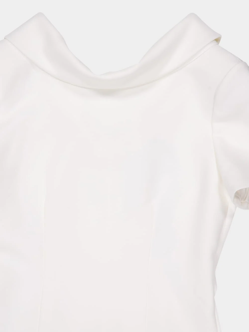 Cream Collared Crepe Column Midi Dress - Image 4