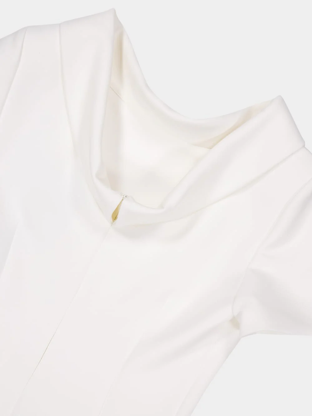 Cream Collared Crepe Column Midi Dress - Image 5