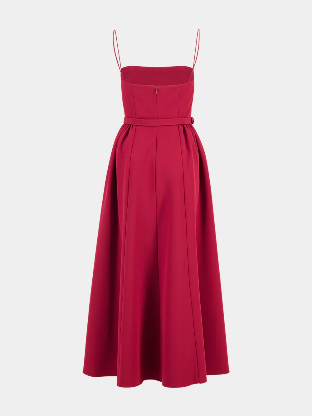 Dark Red Crepe Belted Maxi Dress - Image 3