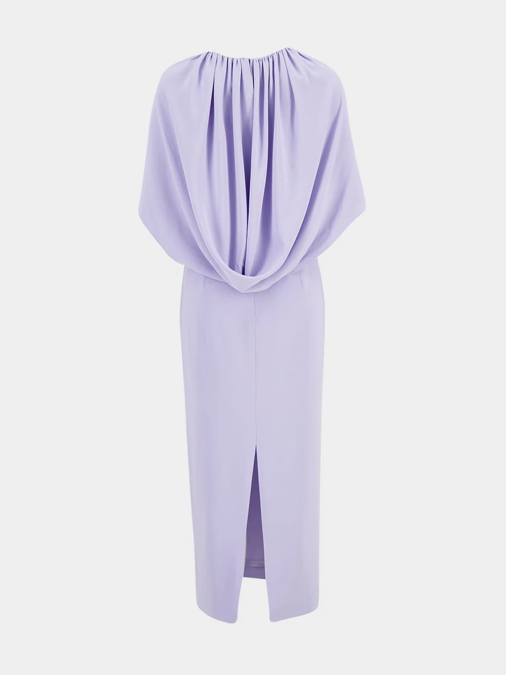 Lavender Satin Crepe Cape Midi Dress - Image 3
