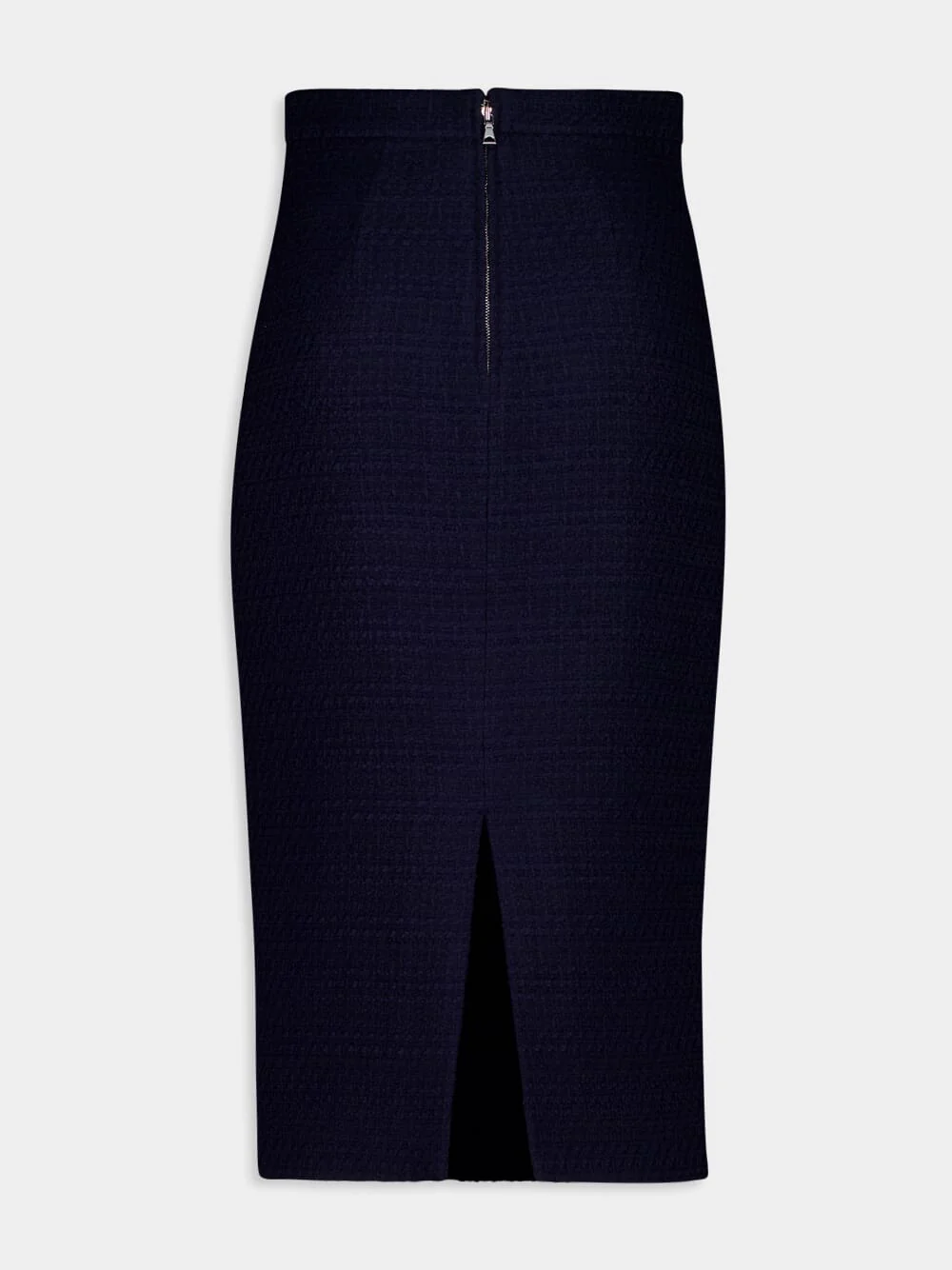 Navy Bouclé Column Midi Skirt - Image 2