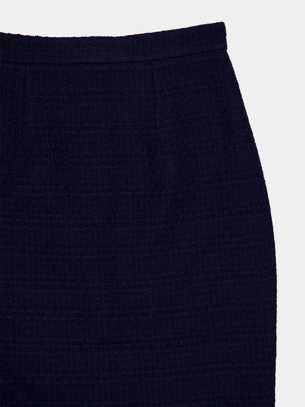 Navy Bouclé Column Midi Skirt - Image 3