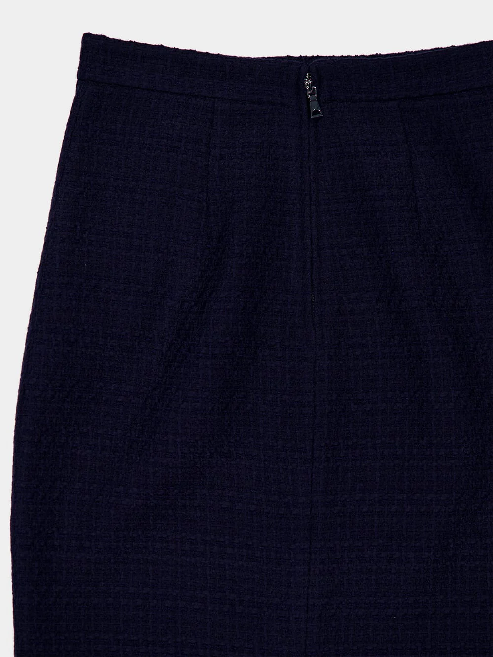 Navy Bouclé Column Midi Skirt - Image 4