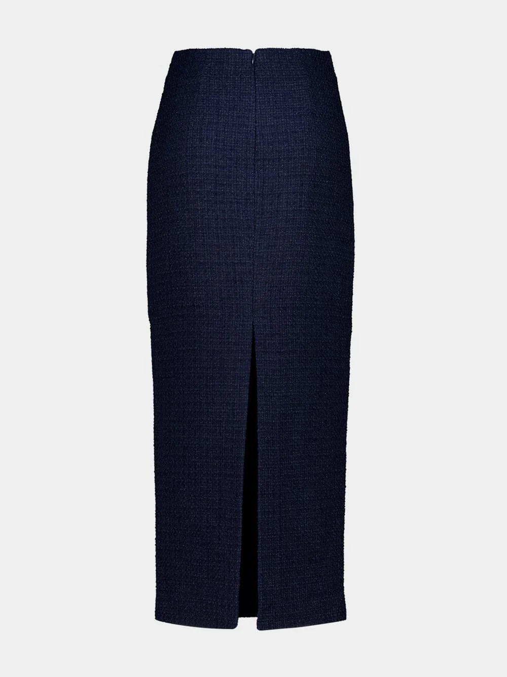 Navy Bouclé Column Skirt - Image 3