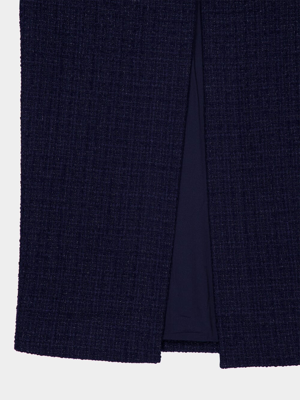 Navy Bouclé Column Skirt - Image 5