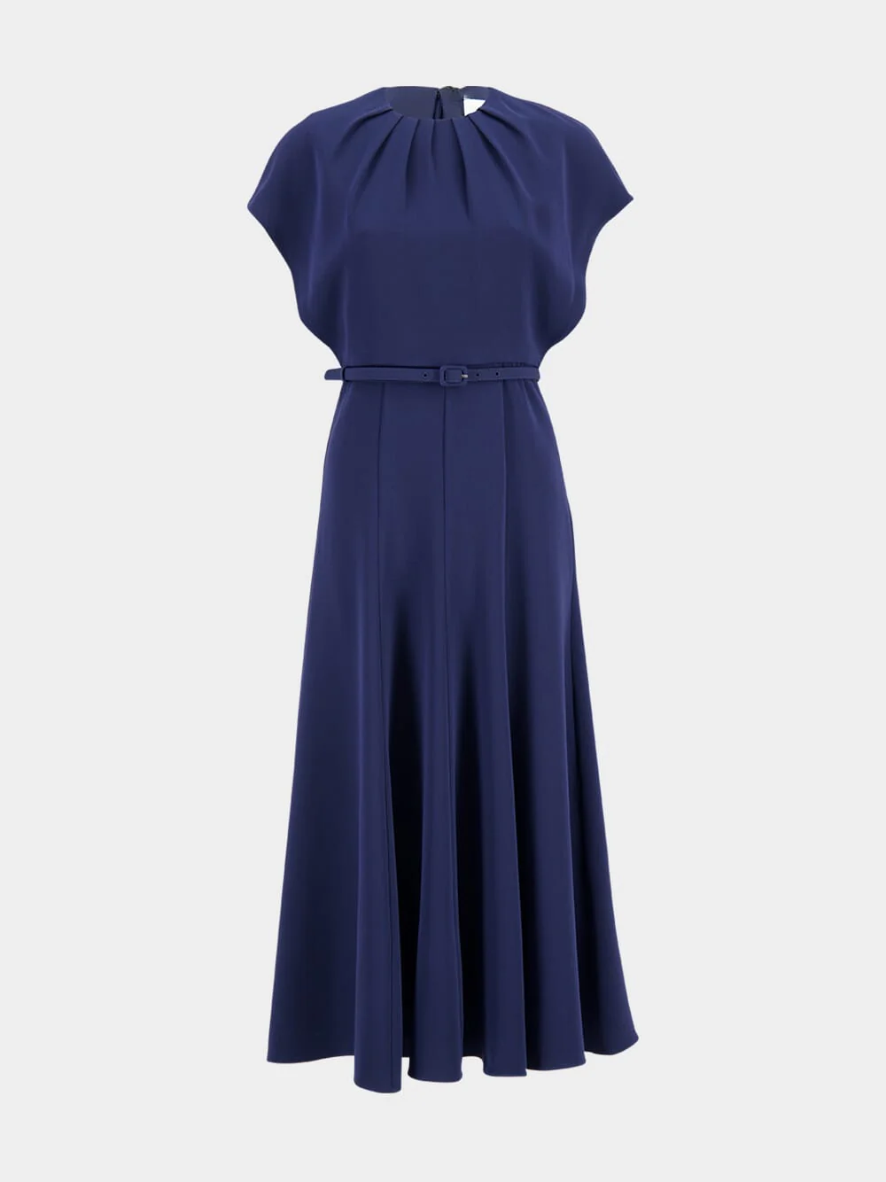 Navy Cady Flared Cape Midi Dress