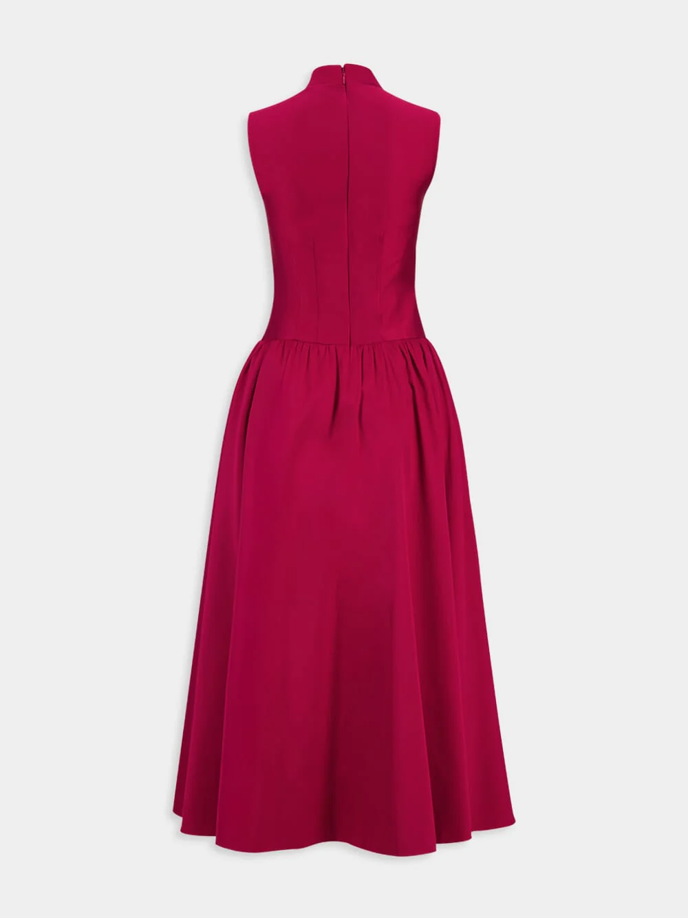 Pink Dropped Waist Gathered Taffeta Dress - Image 2