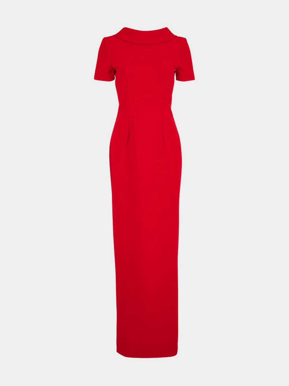 Red Collared Crepe Column Gown - Image 2