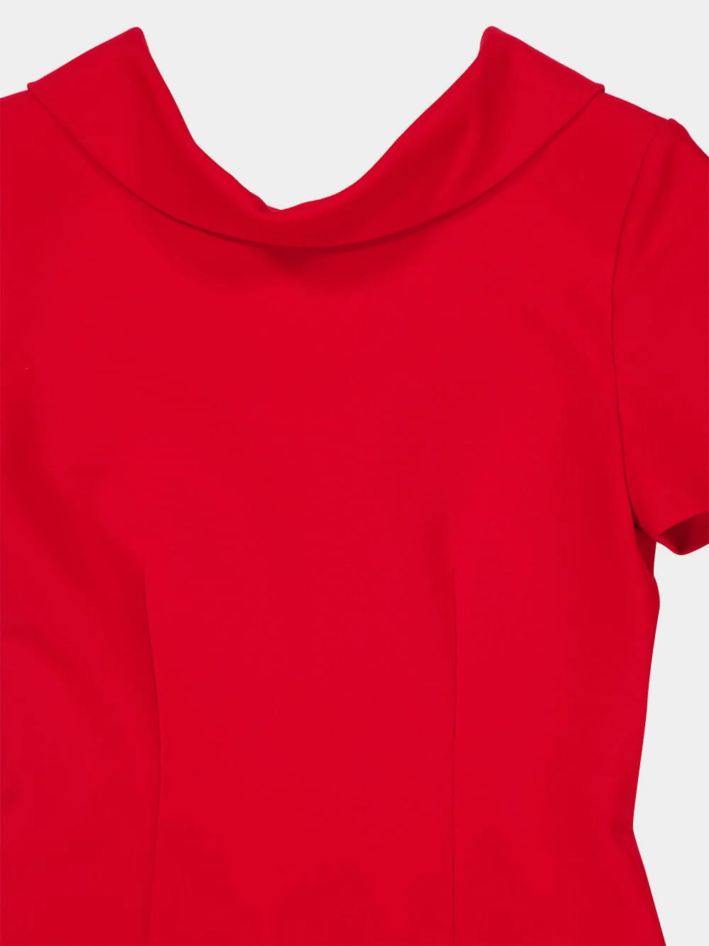 Red Collared Crepe Column Gown - Image 4