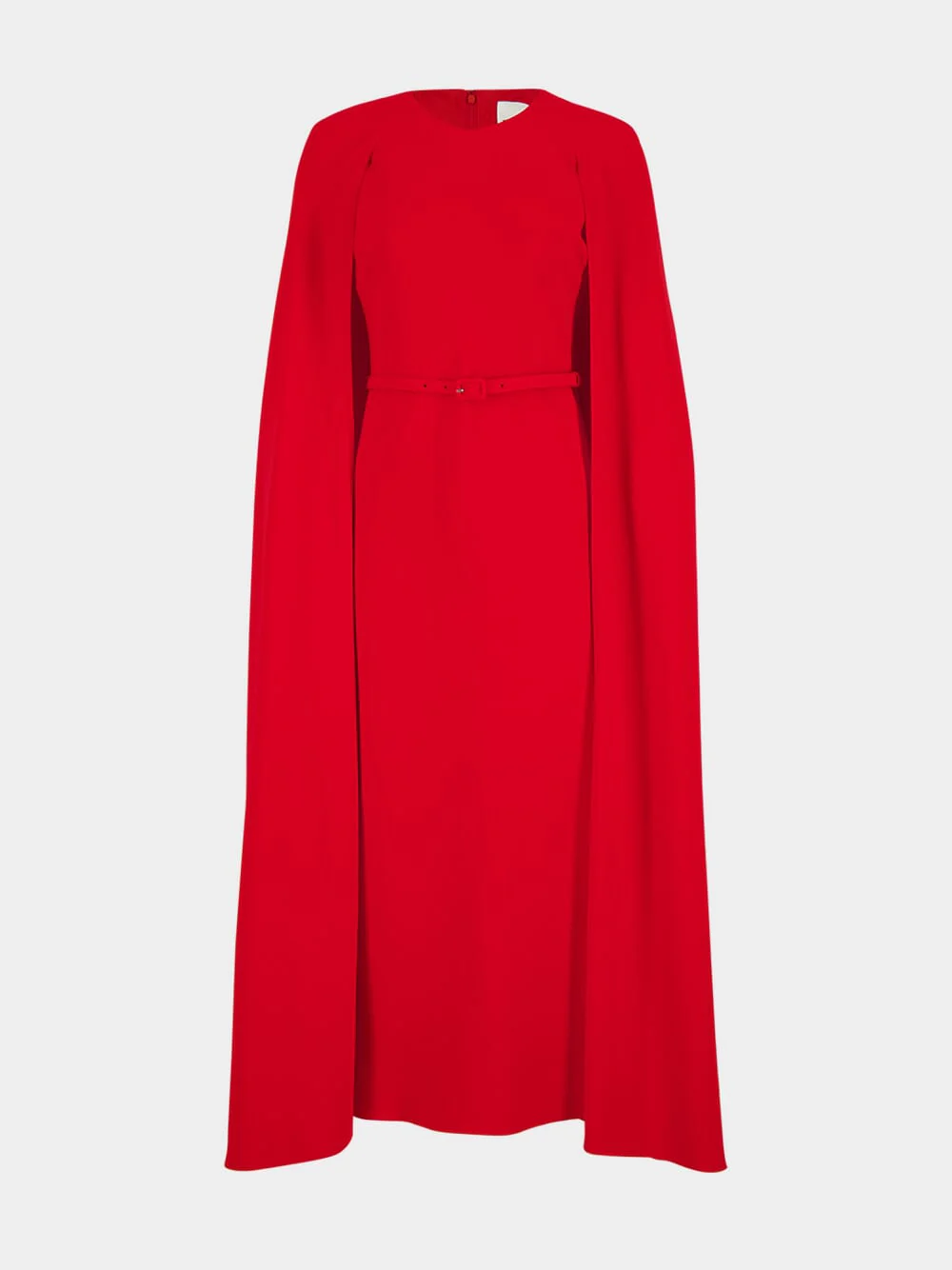 Red Light Cady Cape Midi Dress with Belt