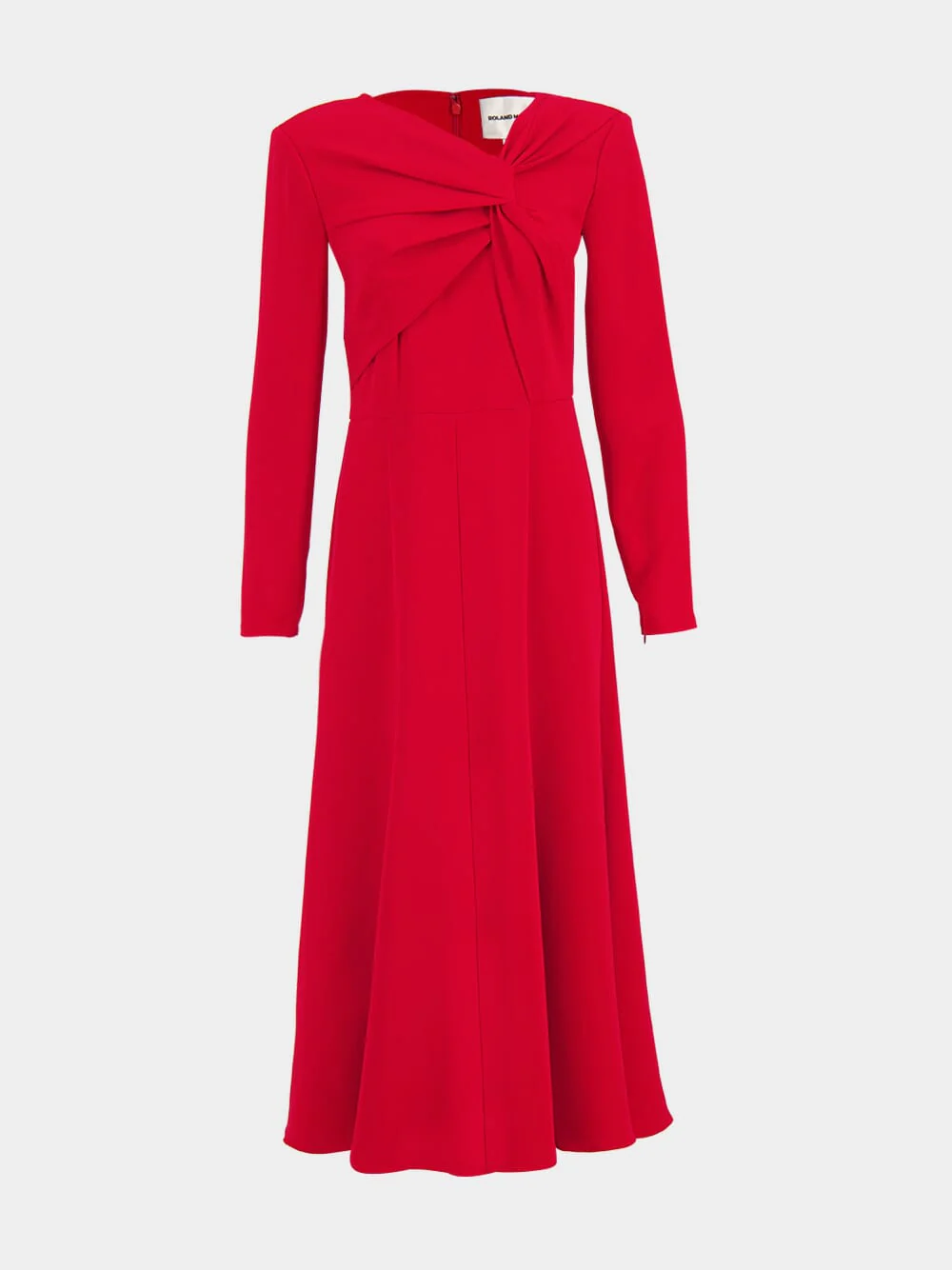 Red Long Sleeve Light Cady Midi Dress - Image 2