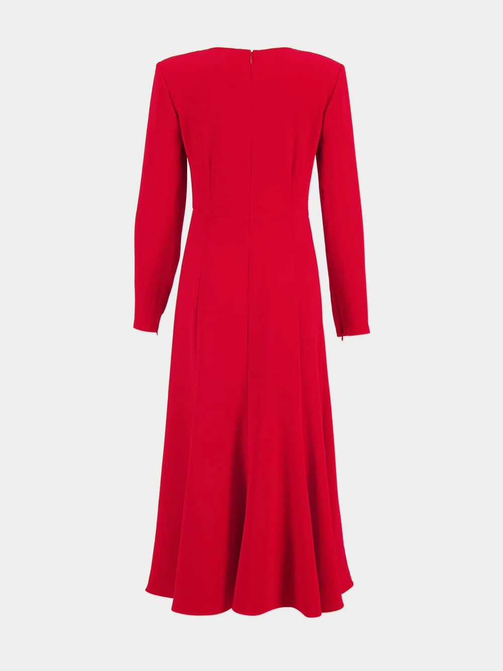 Red Long Sleeve Light Cady Midi Dress - Image 4