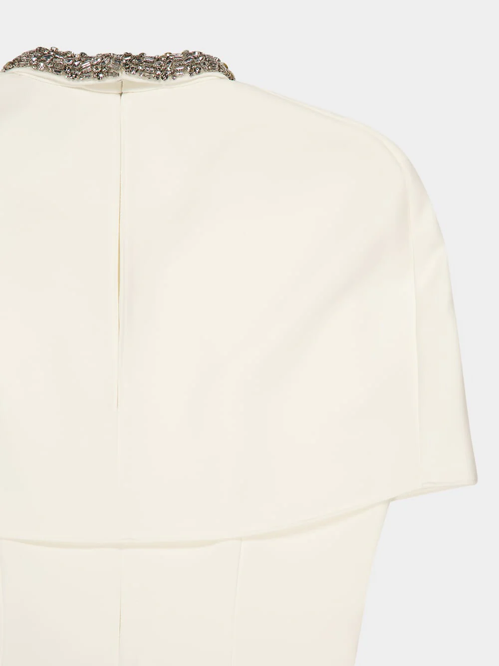 White Cape Embellished Crepe Midi Dress - Image 6