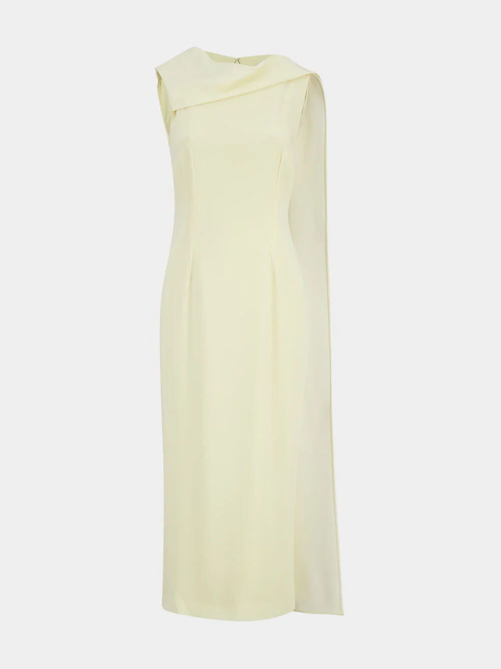 Yellow Satin Crepe Sash Midi Dress - Image 2