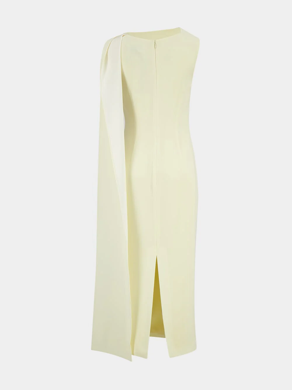 Yellow Satin Crepe Sash Midi Dress - Image 4