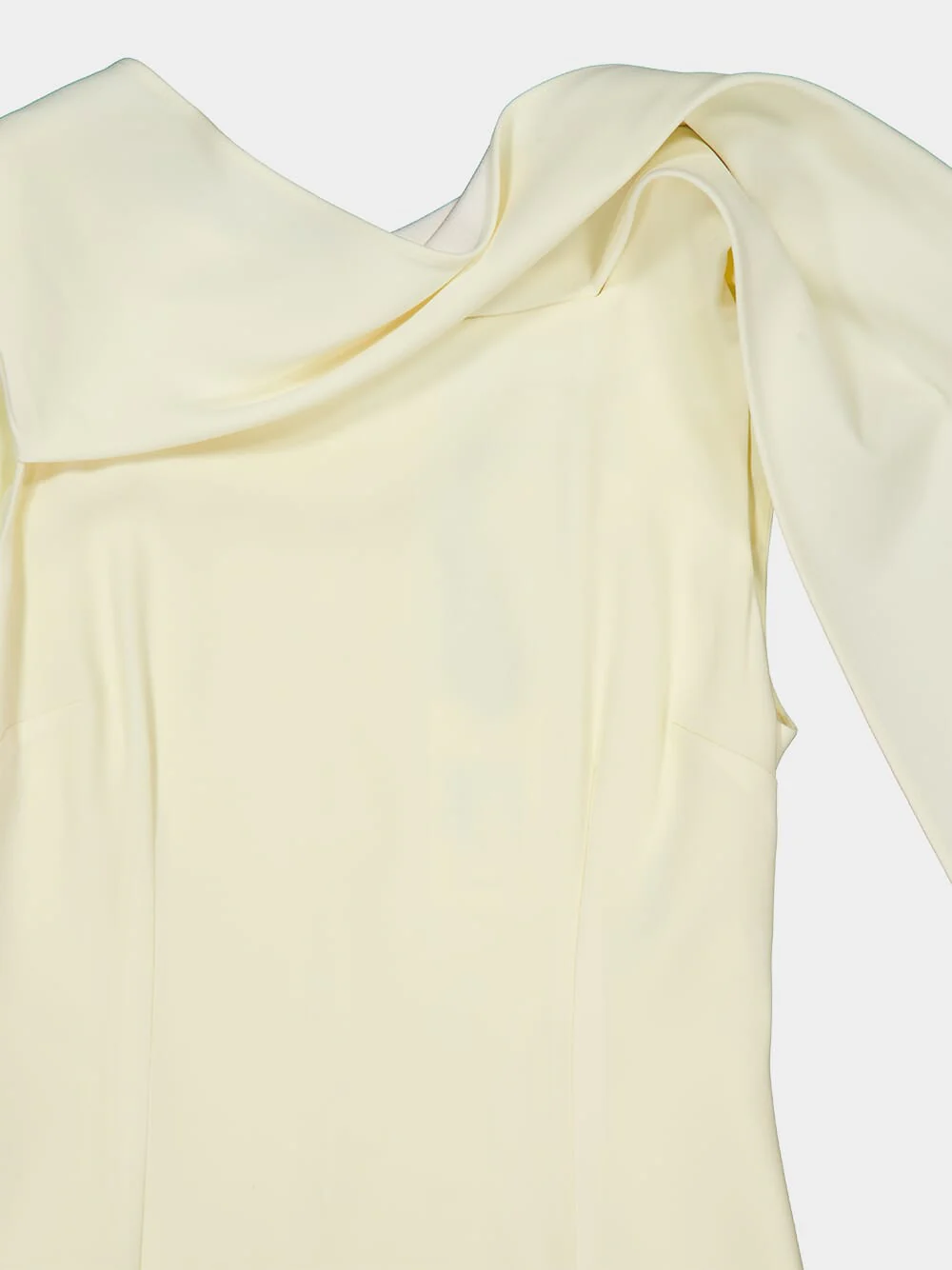 Yellow Satin Crepe Sash Midi Dress - Image 5