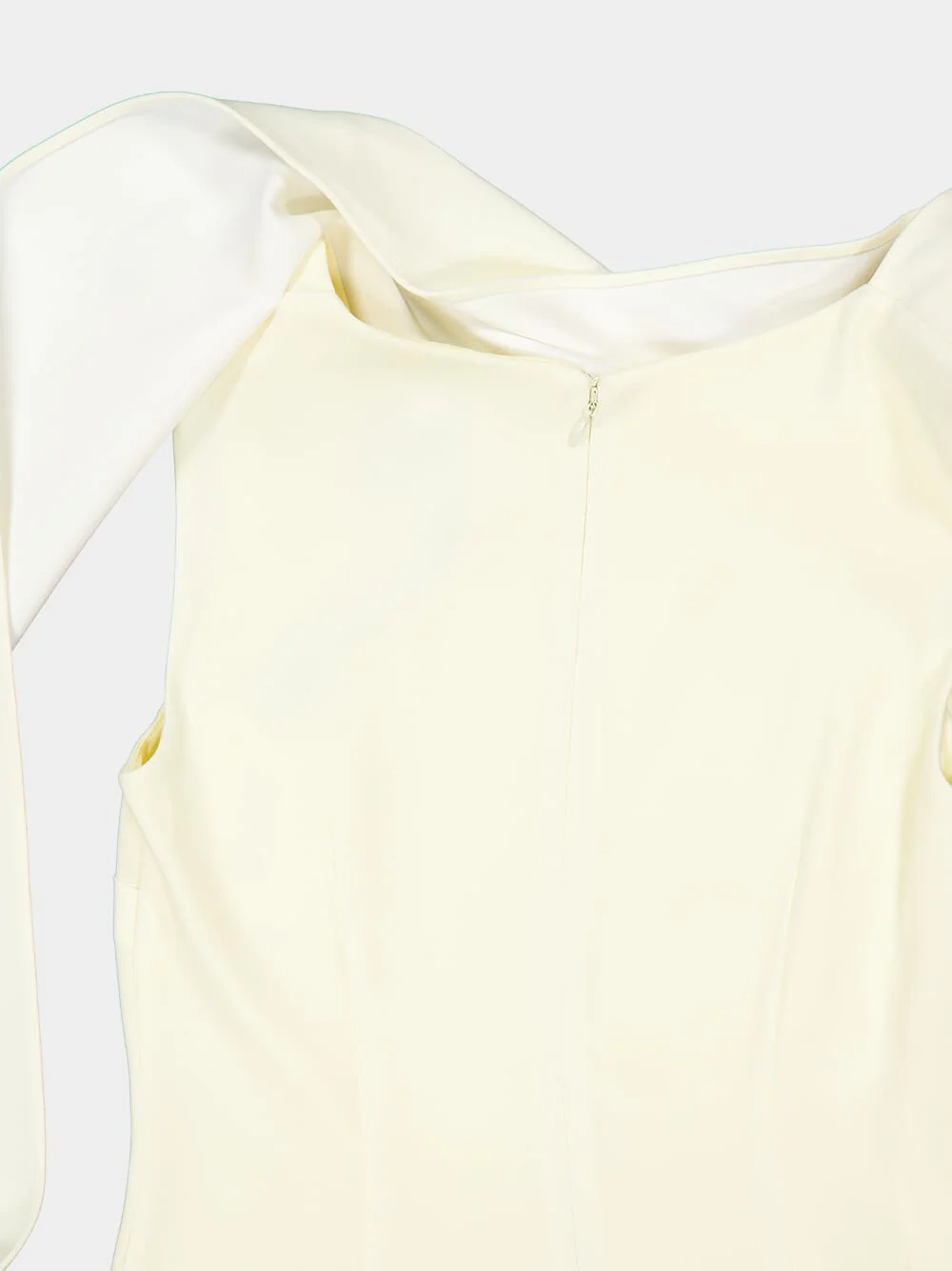 Yellow Satin Crepe Sash Midi Dress - Image 6