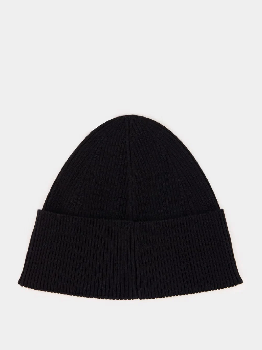 Black Cashmere Rib-Knit Beanie - Image 5