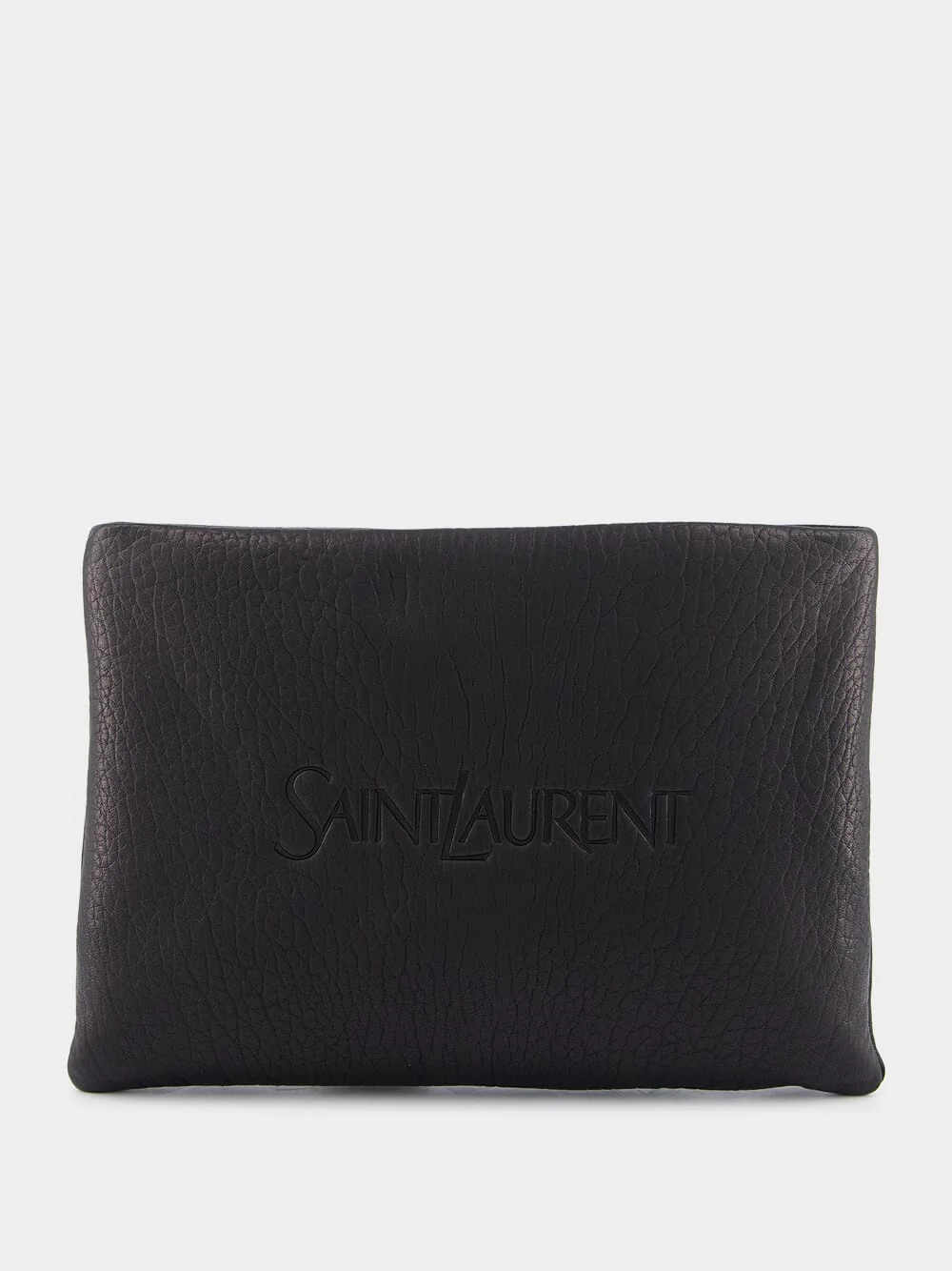 Black Leather Logo Pouch