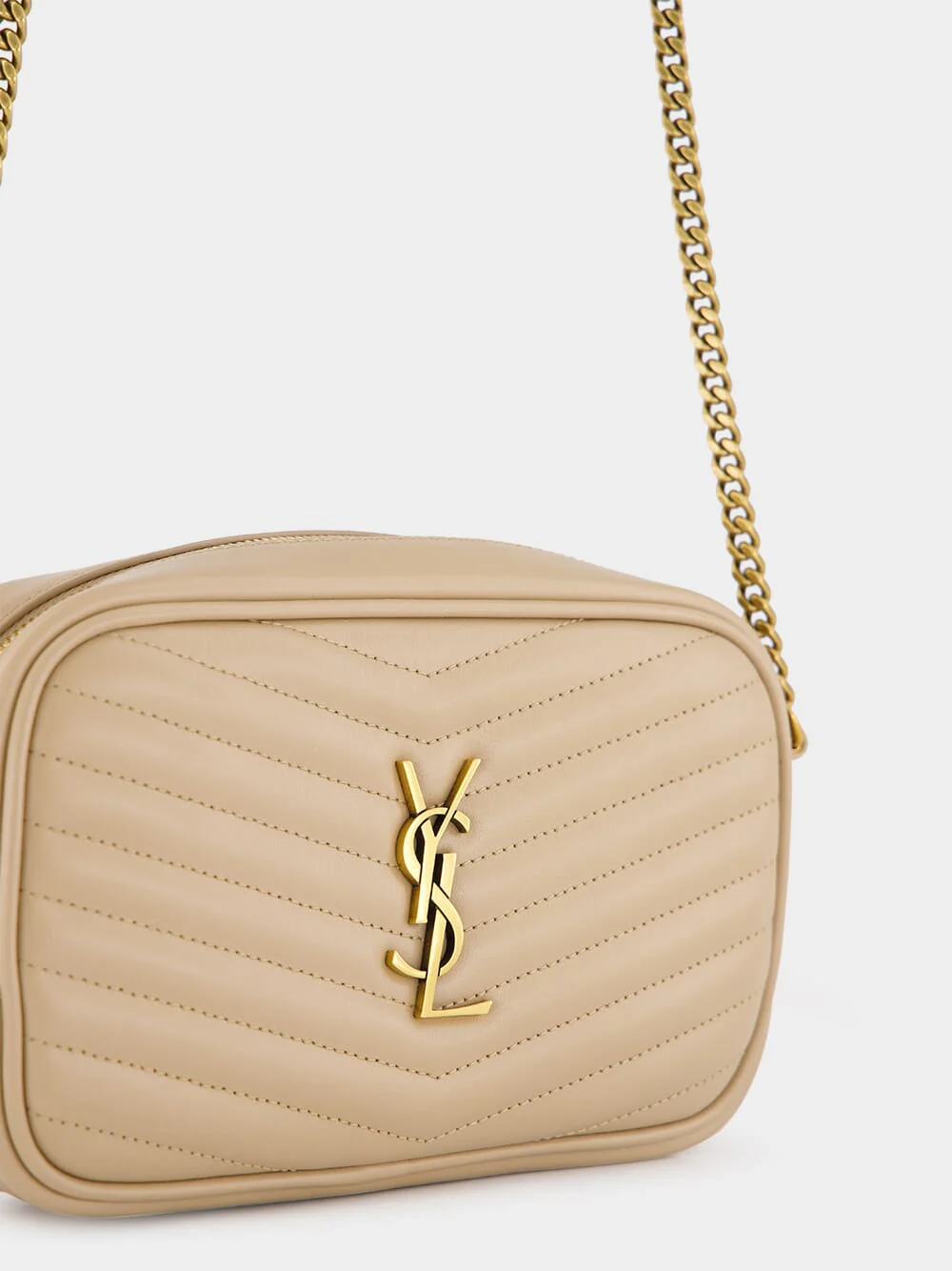 Beige Quilted Leather Mini Lou Camera Bag - Image 7