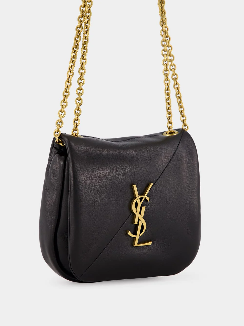 Black Logo Plaque Foldover Top Shoulder Bag - Image 6