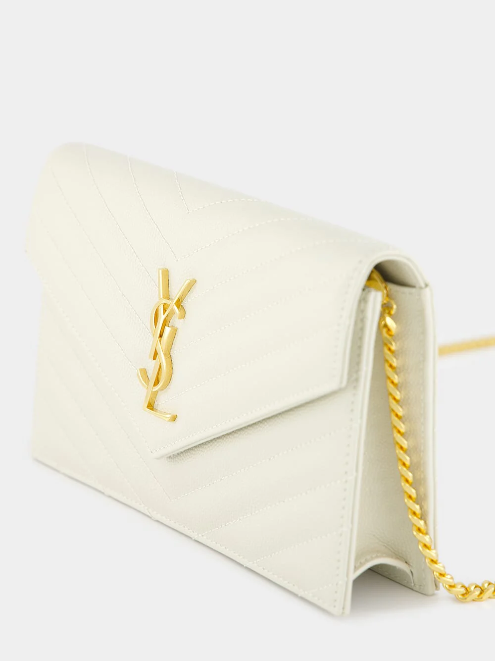 Cream Cassandre Envelope Chain Wallet - Image 6