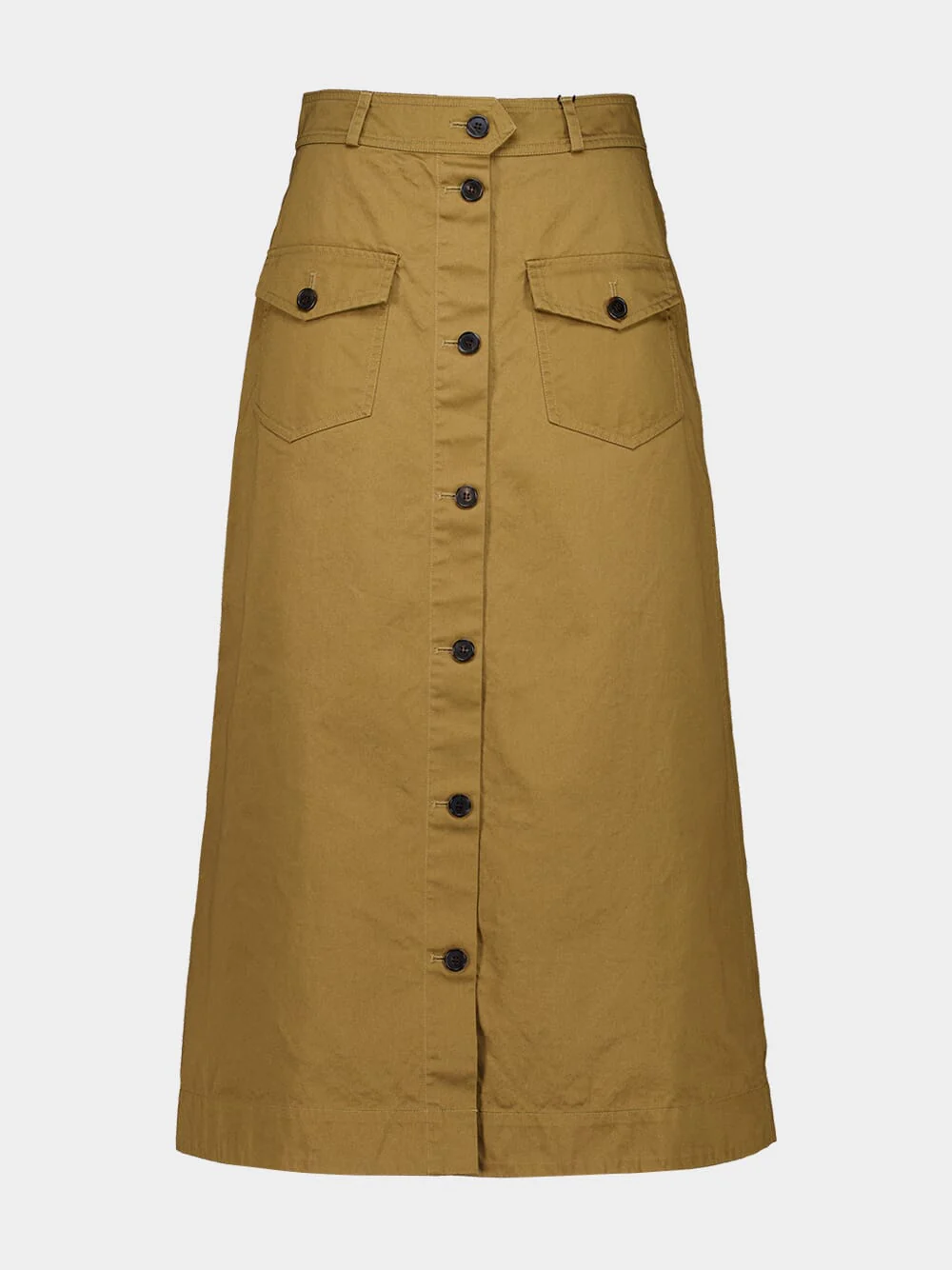 Beige Foncé Cotton Serge Midi Skirt - Image 2
