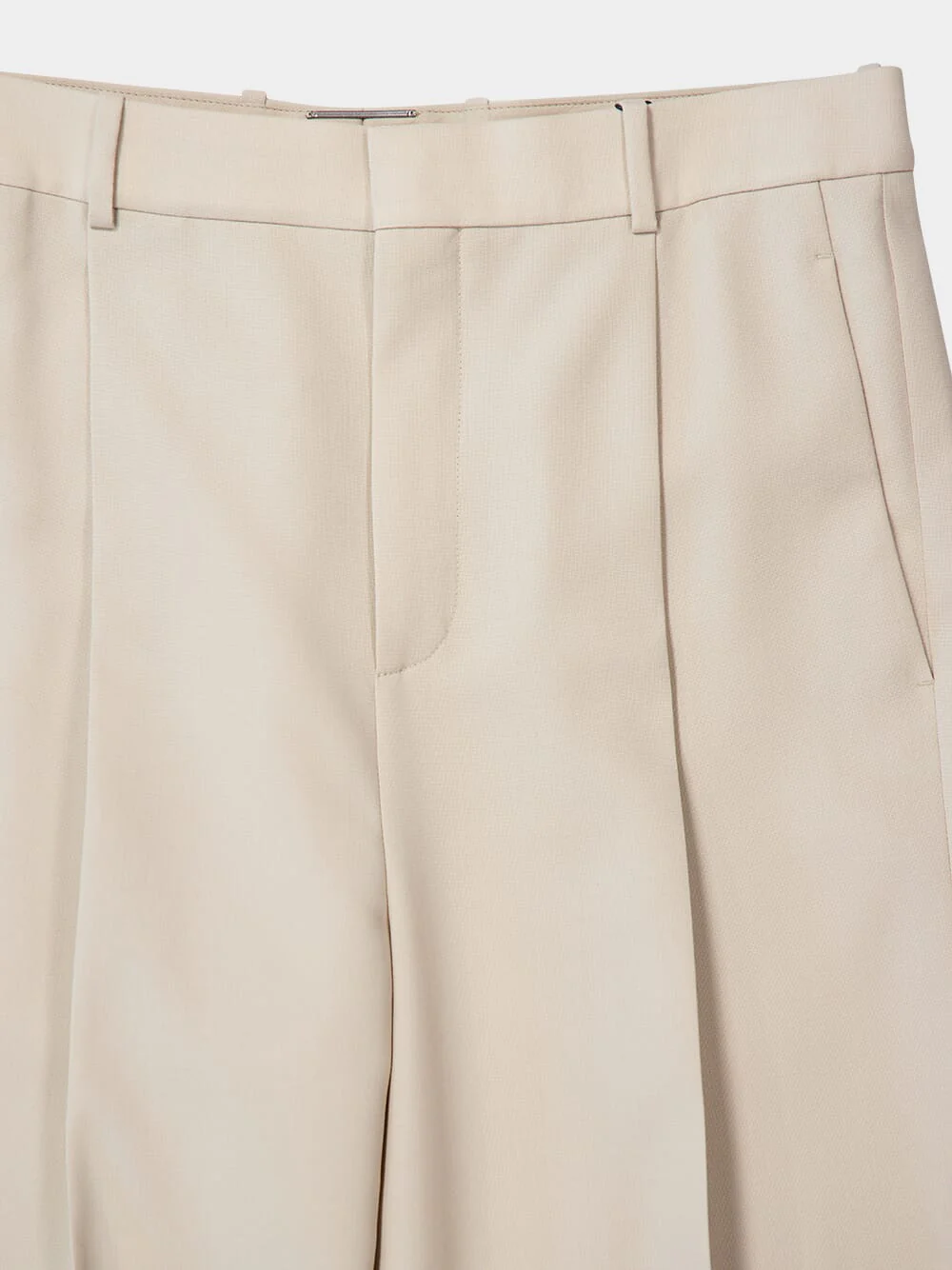 Beige High-Waisted Wool Trousers - Image 3