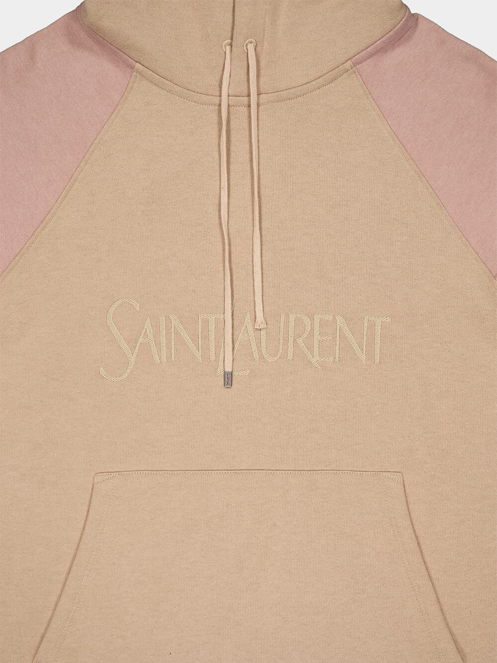Beige Logo Detailed Drawstring Hoodie - Image 3