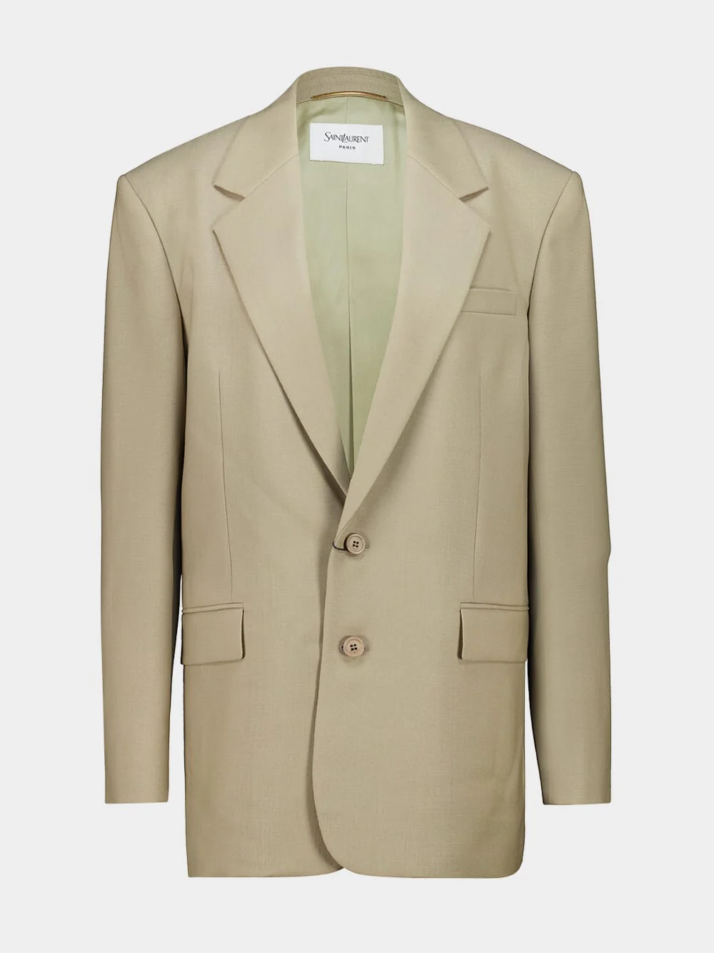Beige Single-Breasted Wool and Silk Jacket