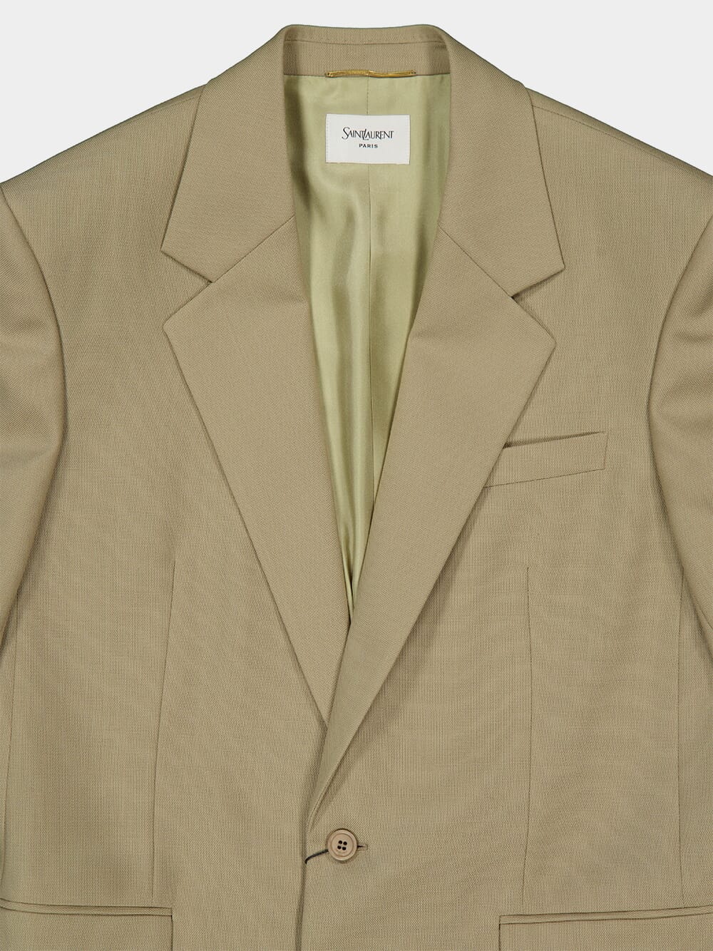 Beige Single-Breasted Wool and Silk Jacket - Image 3
