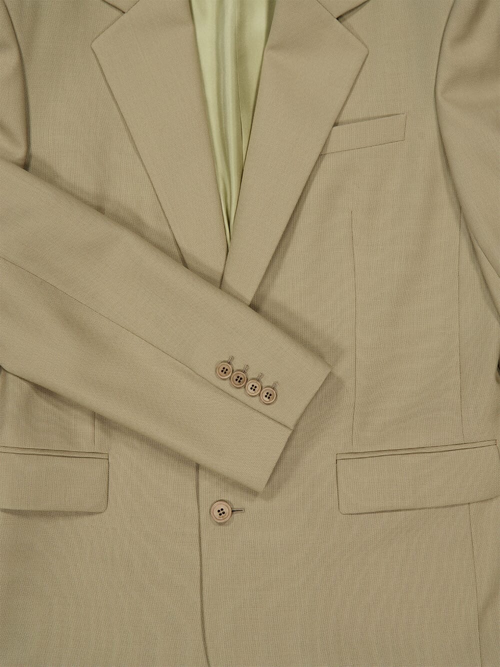 Beige Single-Breasted Wool and Silk Jacket - Image 4