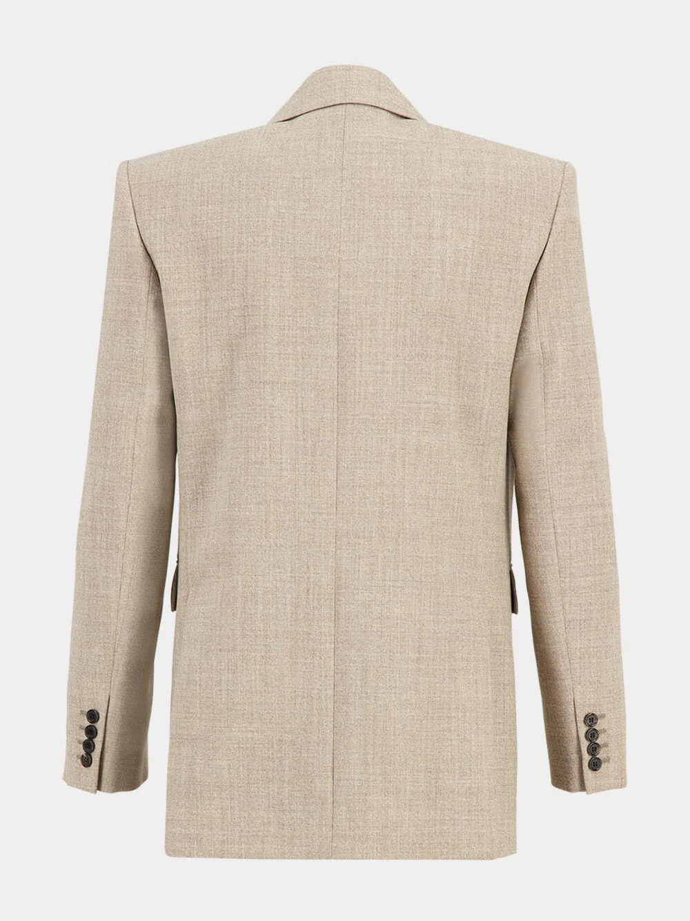 Beige Taupe Wool Double-Breasted Blazer - Image 3