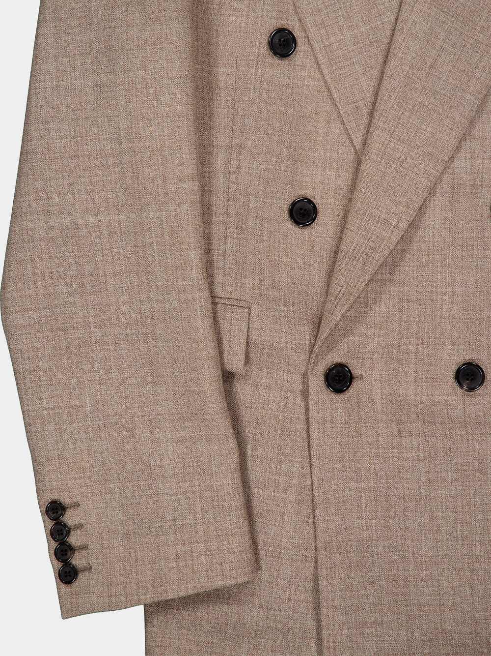 Beige Taupe Wool Double-Breasted Blazer - Image 5