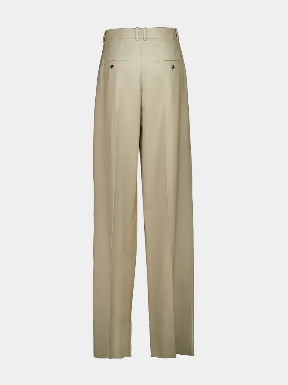 Beige Wide-Leg Wool and Silk Pants - Image 2
