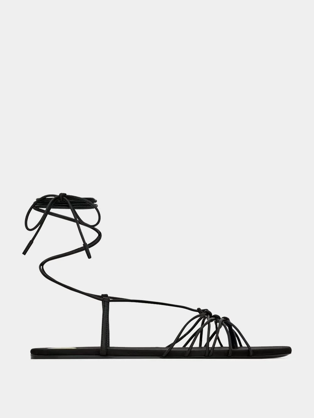 Black Babylone Flat Sandals in Smooth Leather
